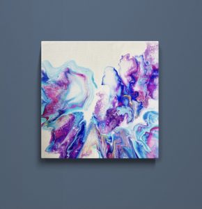 tableau fluid art bleu violet