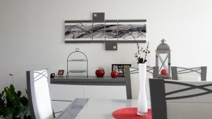 tableau abstrait moderne gris rouge